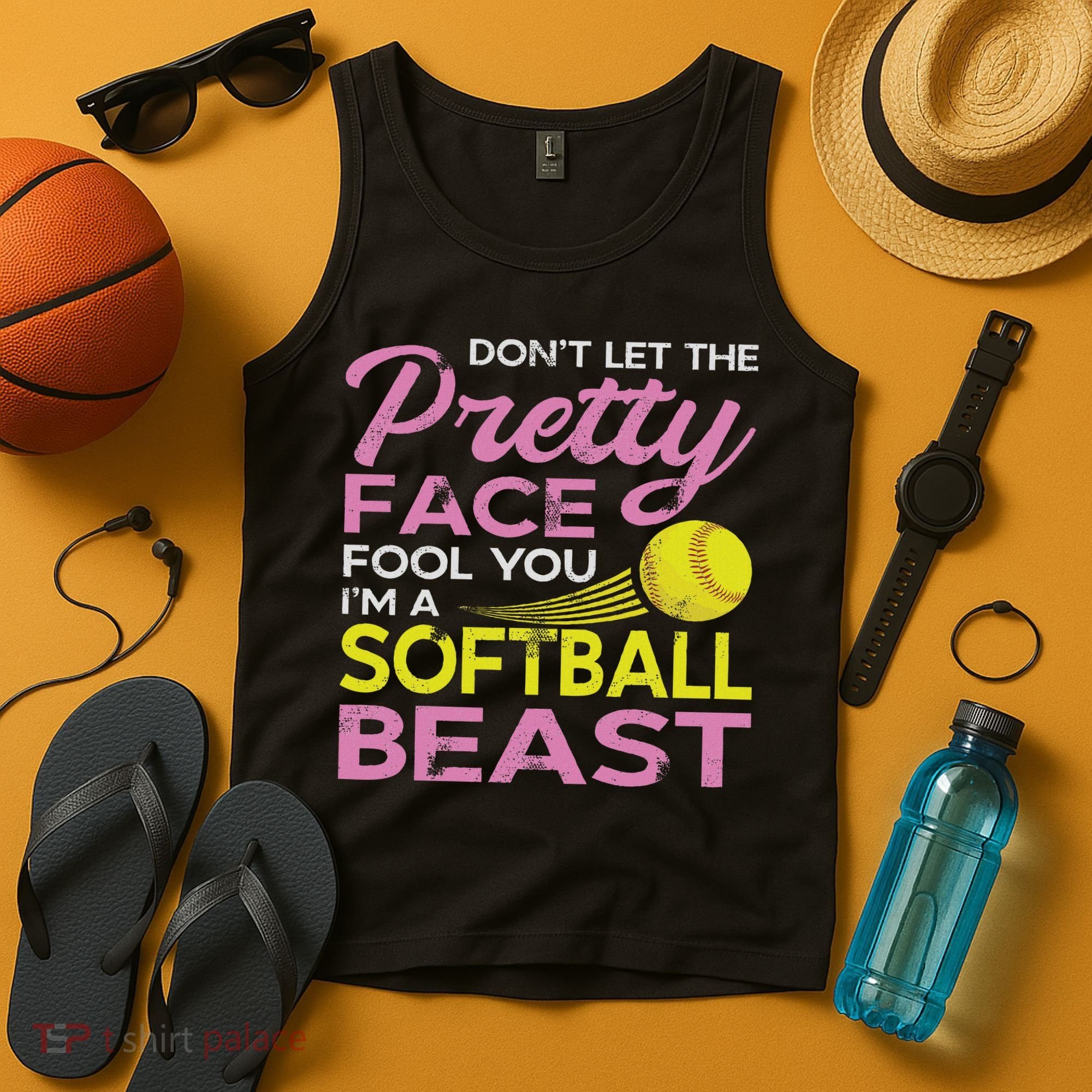 Funny Softball Girl With Pretty Face Tank Top