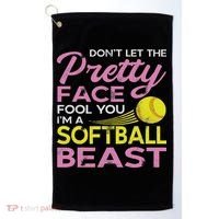 Funny Softball Girl With Pretty Face Golf Towel thumb 0