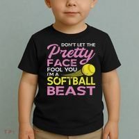 Funny Softball Girl With Pretty Face Toddler T-Shirt thumb 2