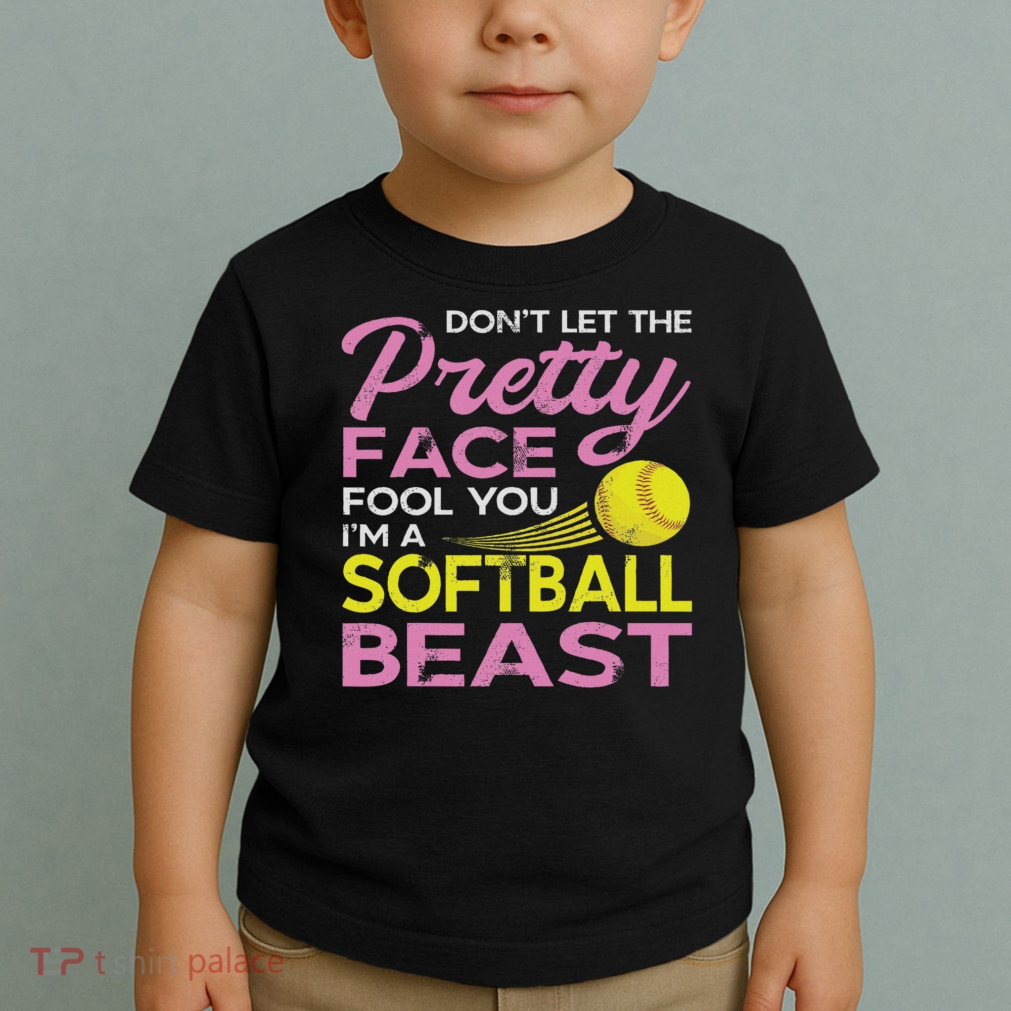 Funny Softball Girl With Pretty Face Toddler T-Shirt