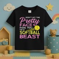 Funny Softball Girl With Pretty Face Toddler T-Shirt thumb 3