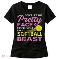 Funny Softball Girl With Pretty Face Women's T-Shirt thumb 0