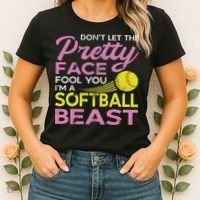 Funny Softball Girl With Pretty Face Women's T-Shirt thumb 2