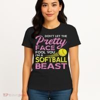 Funny Softball Girl With Pretty Face Women's T-Shirt thumb 4