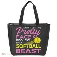 Funny Softball Girl With Pretty Face Tote Bag thumb 0