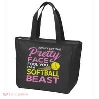 Funny Softball Girl With Pretty Face Tote Bag thumb 3