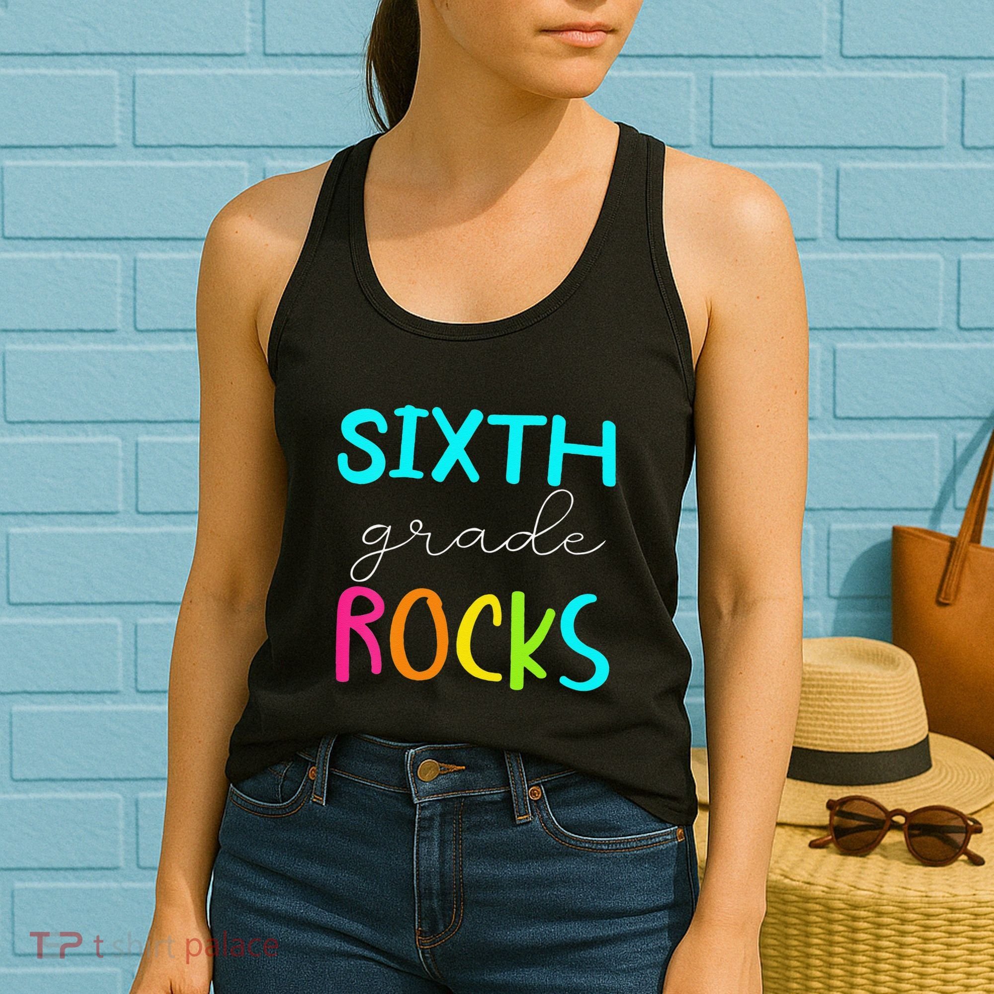 Funny Sixth Grade Rocks Team 6th Grade Teacher Women's Tank Top