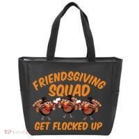 Friendsgiving Squad Get Flocked Up Funny Turkey Tote Bag thumb 0