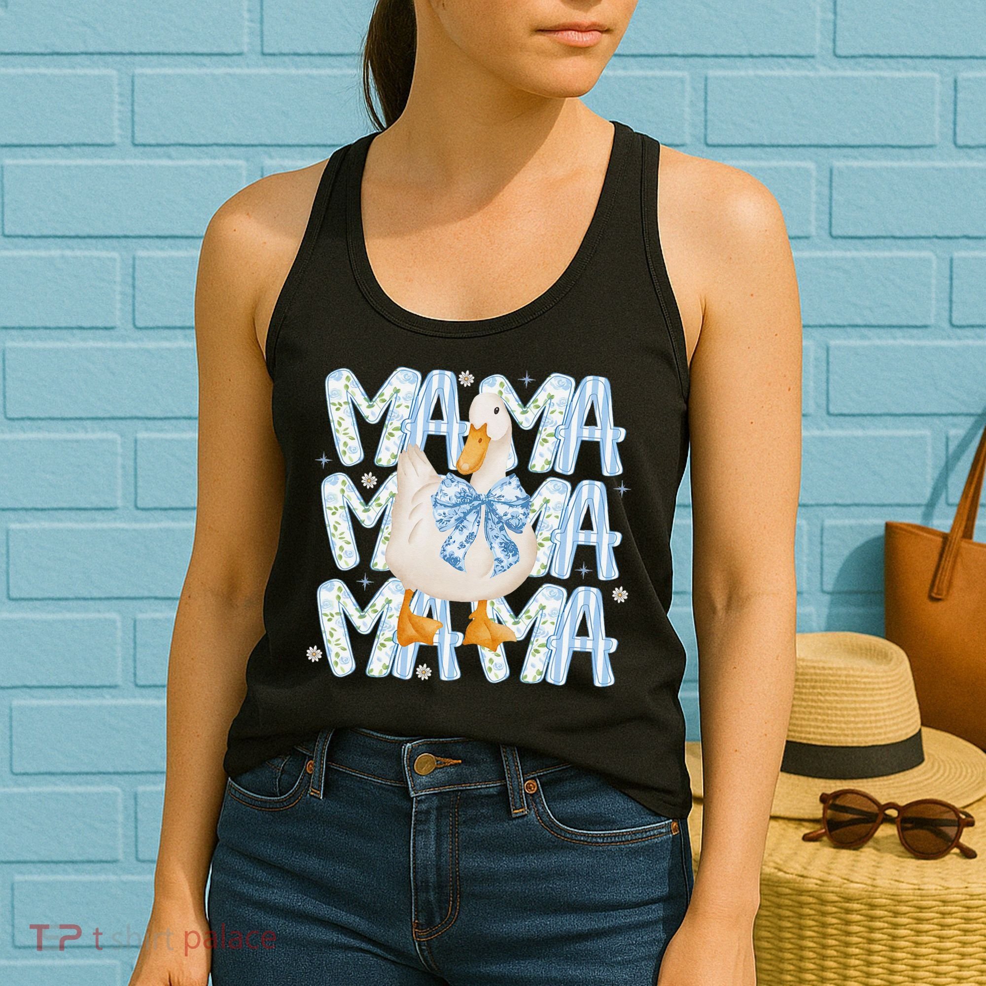 Floral Silly Goose Boho Mama Mom Farm Duck Animal Goose Women's Tank Top