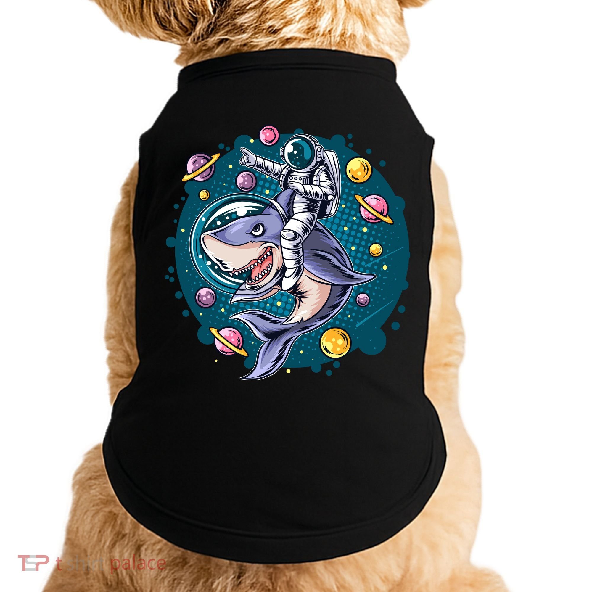 Funny Space Galaxy Astronaut Shark Doggie Tank