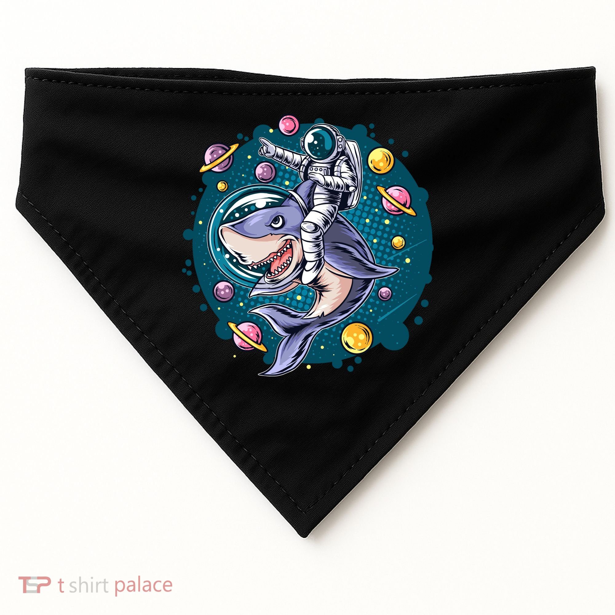 Funny Space Galaxy Astronaut Shark USA-Made Doggie Bandana