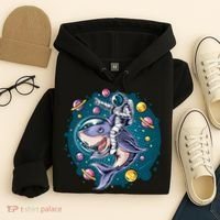 Funny Space Galaxy Astronaut Shark Hoodie thumb 4