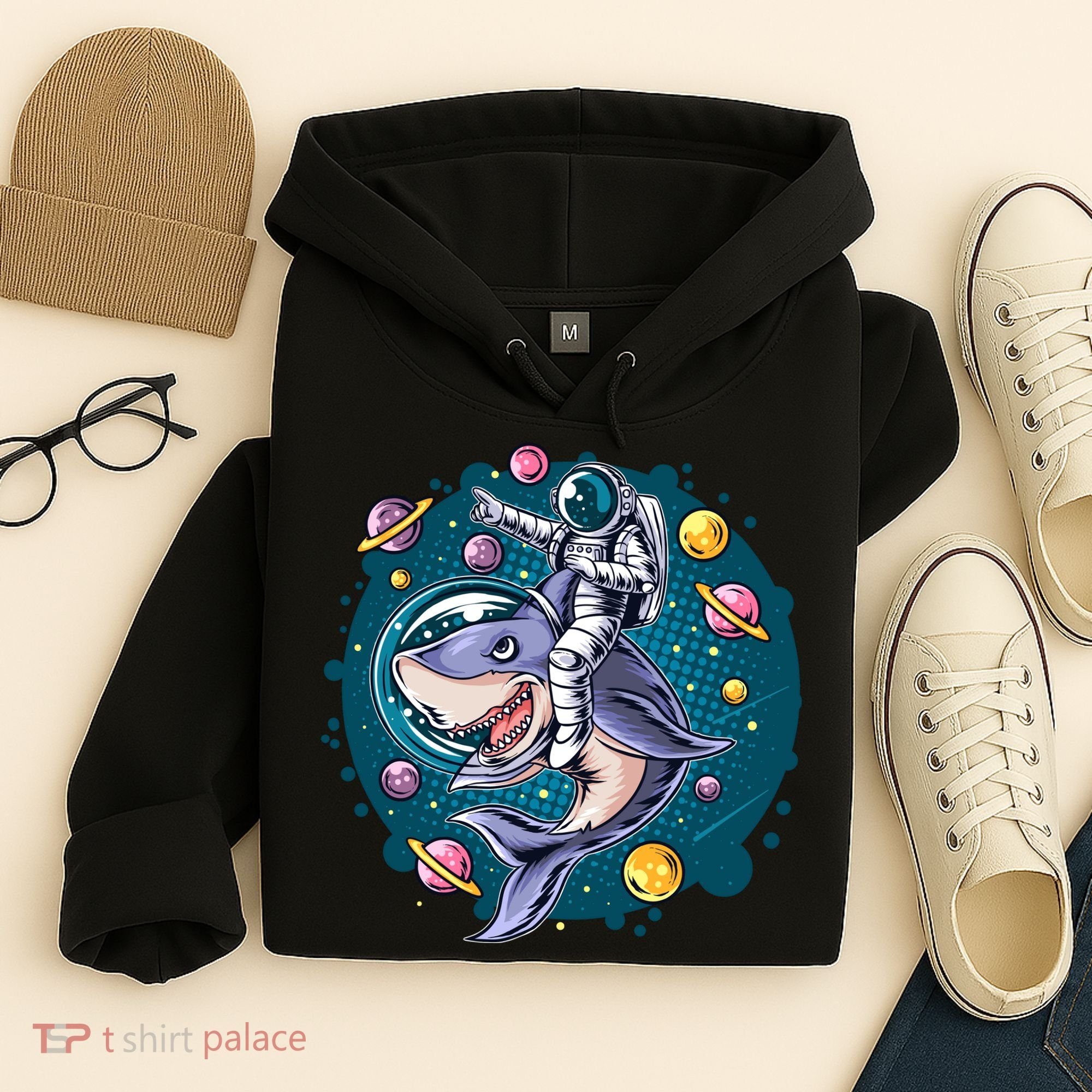 Funny Space Galaxy Astronaut Shark Hoodie