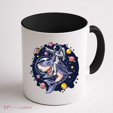Funny Space Galaxy Astronaut Shark Coffee Mug back