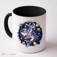 Funny Space Galaxy Astronaut Shark Coffee Mug thumb 0