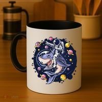 Funny Space Galaxy Astronaut Shark Coffee Mug thumb 4