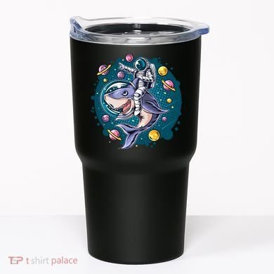 Funny Space Galaxy Astronaut Shark Tumbler