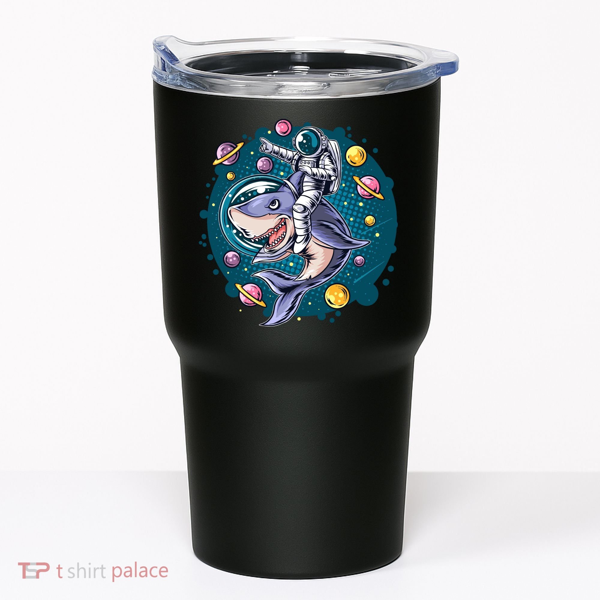 Funny Space Galaxy Astronaut Shark Tumbler