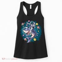 Funny Space Galaxy Astronaut Shark Women's Tank Top thumb 0