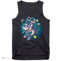 Funny Space Galaxy Astronaut Shark Tank Top thumb 0