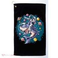 Funny Space Galaxy Astronaut Shark Golf Towel thumb 0