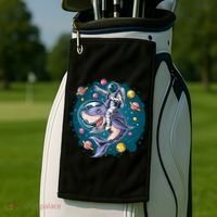 Funny Space Galaxy Astronaut Shark Golf Towel thumb 2