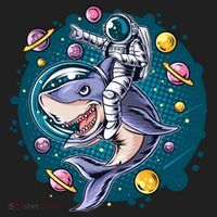 Funny Space Galaxy Astronaut Shark Golf Towel thumb 3