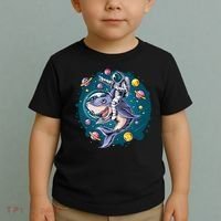 Funny Space Galaxy Astronaut Shark Toddler T-Shirt thumb 2