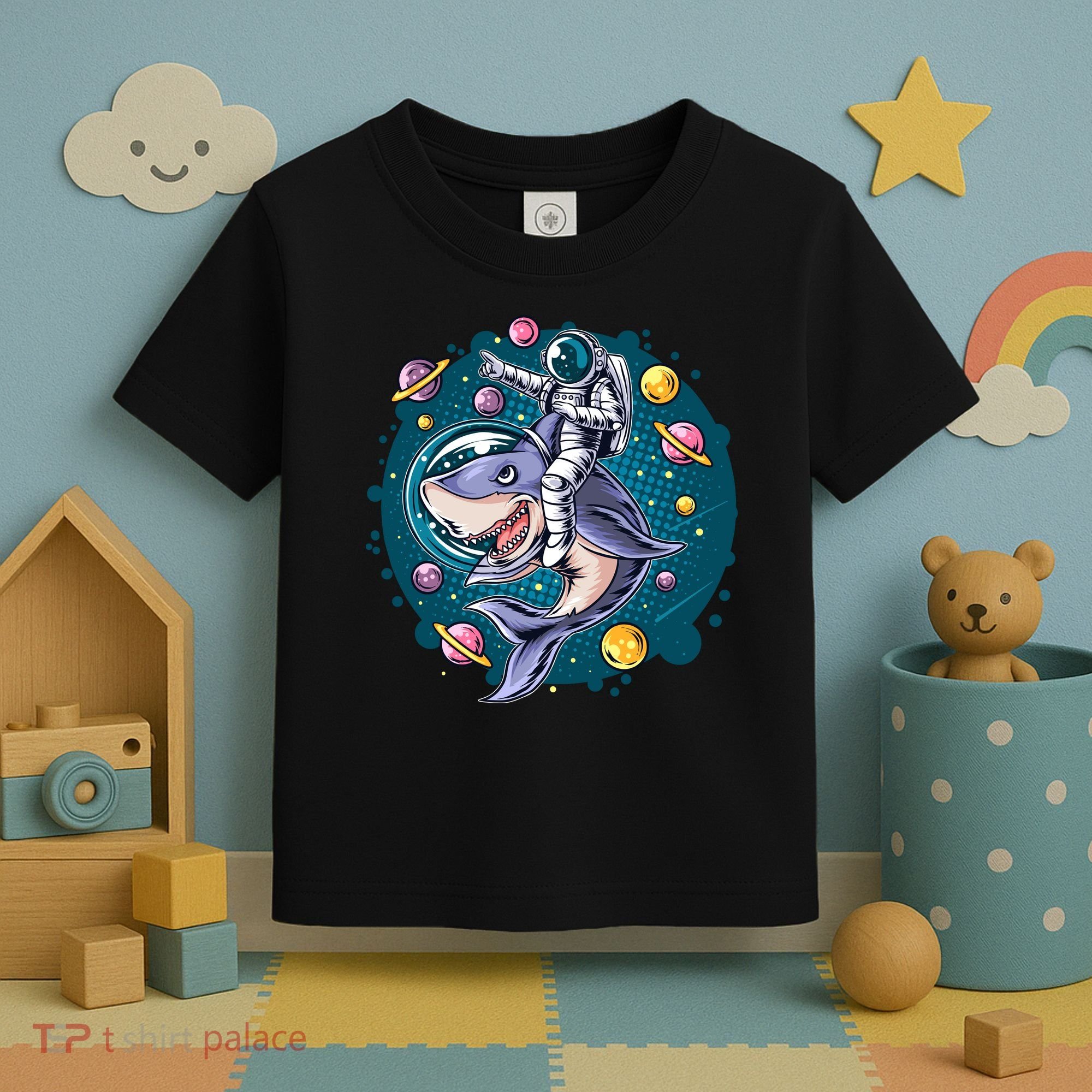 Funny Space Galaxy Astronaut Shark Toddler T-Shirt