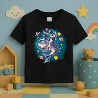 Funny Space Galaxy Astronaut Shark Toddler T-Shirt thumb 3