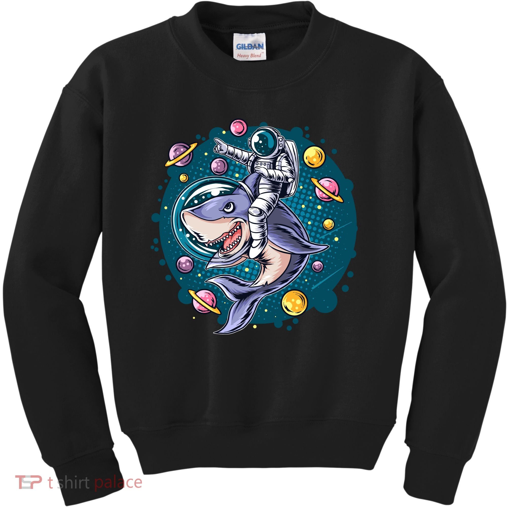 Funny Space Galaxy Astronaut Shark Kids Sweatshirt