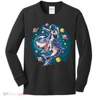 Funny Space Galaxy Astronaut Shark Kids Long Sleeve Shirt thumb 0