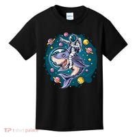Funny Space Galaxy Astronaut Shark Kids T-Shirt thumb 0