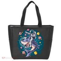 Funny Space Galaxy Astronaut Shark Tote Bag thumb 0