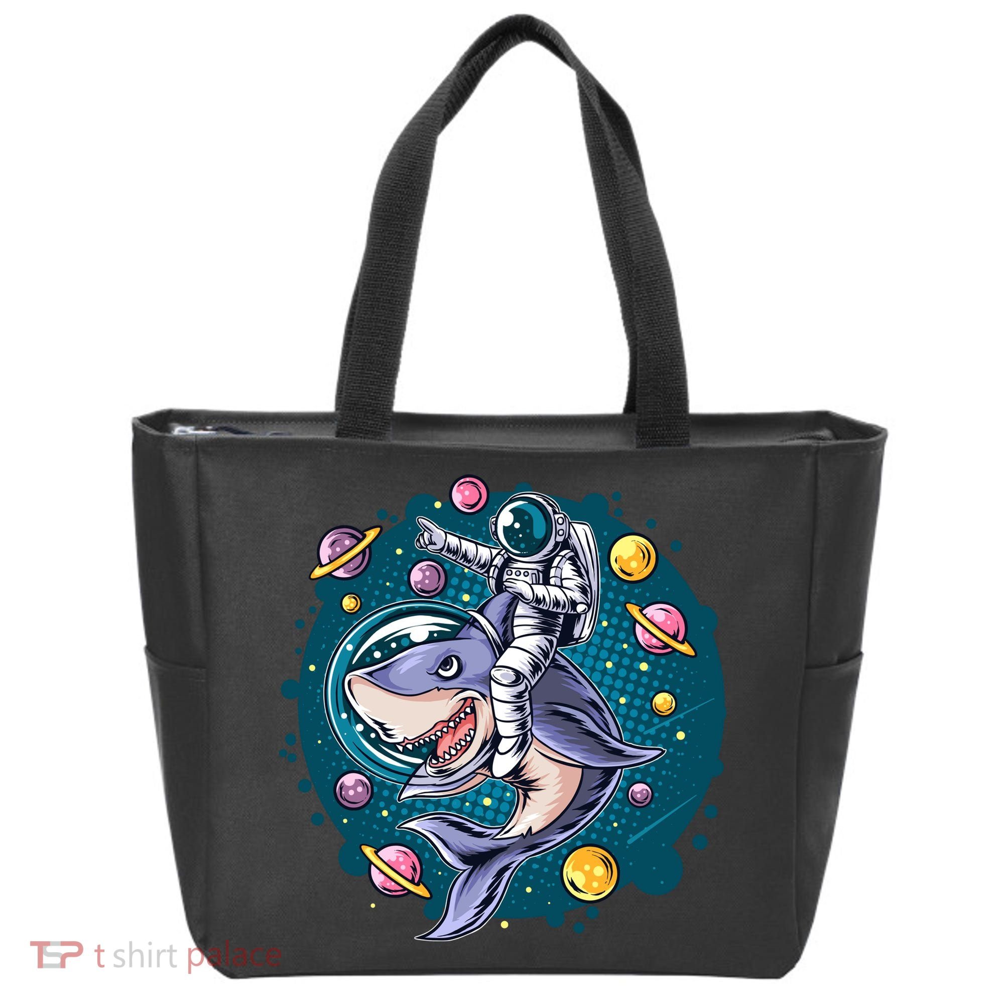 Funny Space Galaxy Astronaut Shark Tote Bag