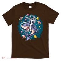 Funny Space Galaxy Astronaut Shark T-Shirt thumb 0