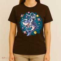 Funny Space Galaxy Astronaut Shark T-Shirt thumb 4