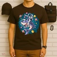 Funny Space Galaxy Astronaut Shark T-Shirt thumb 6