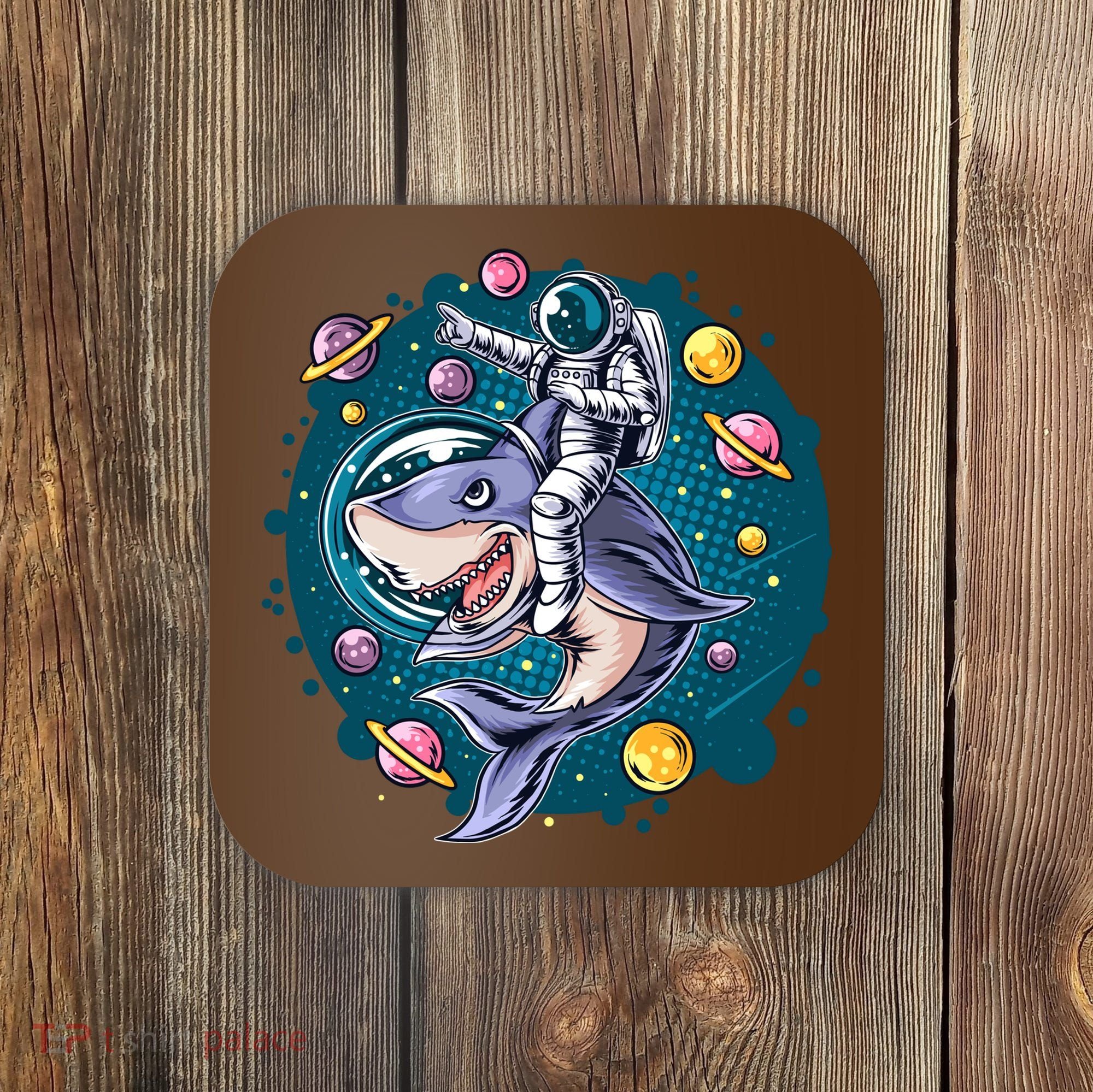 Funny Space Galaxy Astronaut Shark Coaster