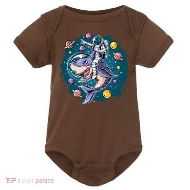 Funny Space Galaxy Astronaut Shark Baby Bodysuit