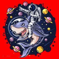 Funny Space Galaxy Astronaut Shark Santa Hat thumb 1