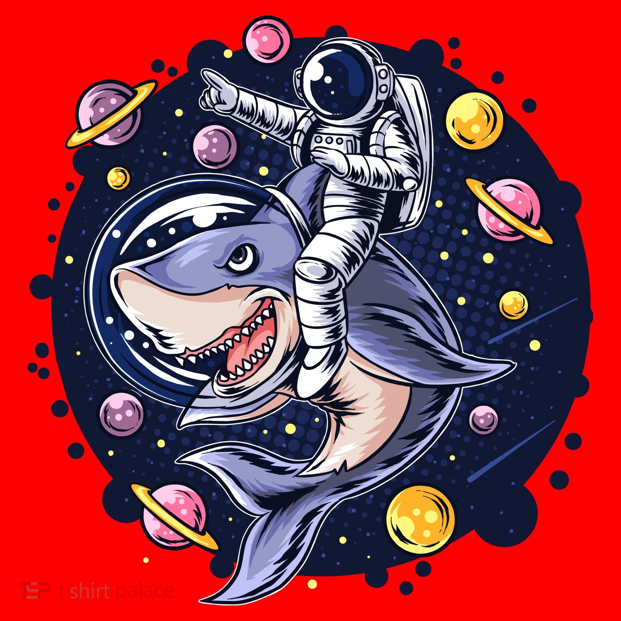 Funny Space Galaxy Astronaut Shark Santa Hat