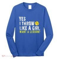 Funny Softball Gift Throw Like A Cool Gift Long Sleeve Shirt thumb 0