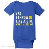 Funny Softball Gift Throw Like A Cool Gift Baby Bodysuit thumb 0