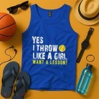 Funny Softball Gift Throw Like A Cool Gift Tank Top thumb 4
