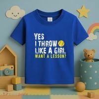 Funny Softball Gift Throw Like A Cool Gift Toddler T-Shirt thumb 3