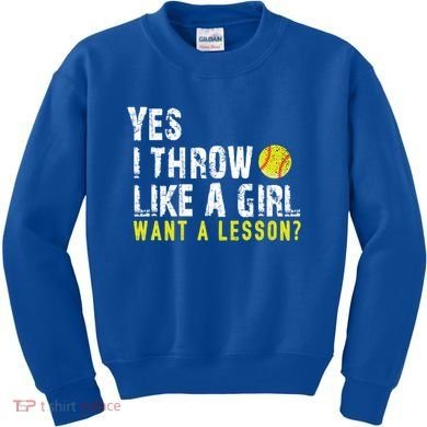 Funny Softball Gift Throw Like A Cool Gift Kids Sweatshirt