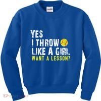 Funny Softball Gift Throw Like A Cool Gift Kids Sweatshirt thumb 0