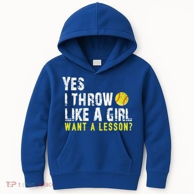 Funny Softball Gift Throw Like A Cool Gift Kids Hoodie