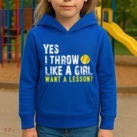 Funny Softball Gift Throw Like A Cool Gift Kids Hoodie thumb 3